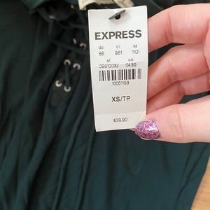 Express lace up up long sleeve shirt